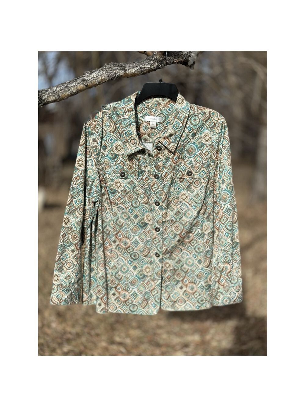 Christopher & Banks Jacket Womens 2X CJ Banks USA Long Sleeve Geometric Business